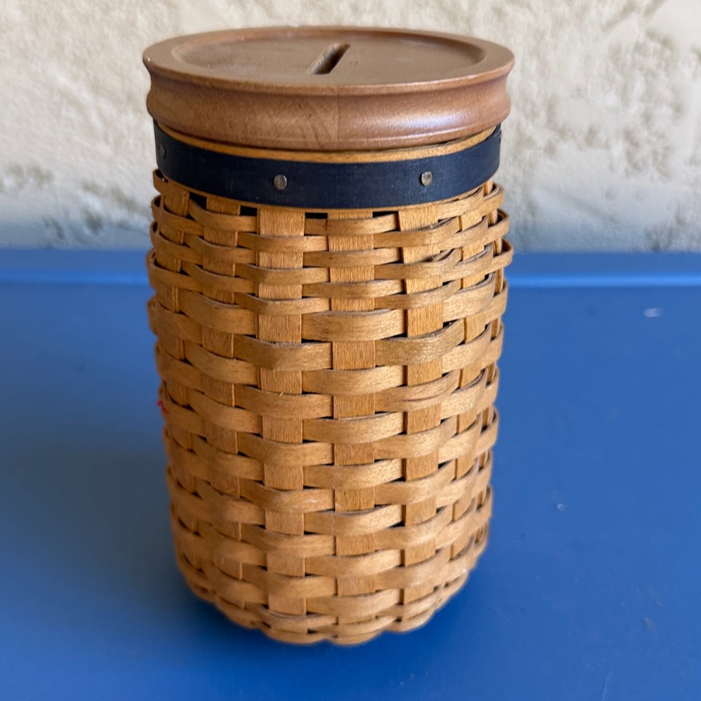 Longaberger Blue Ribbon Pride Basket Set Coin Bank Basket